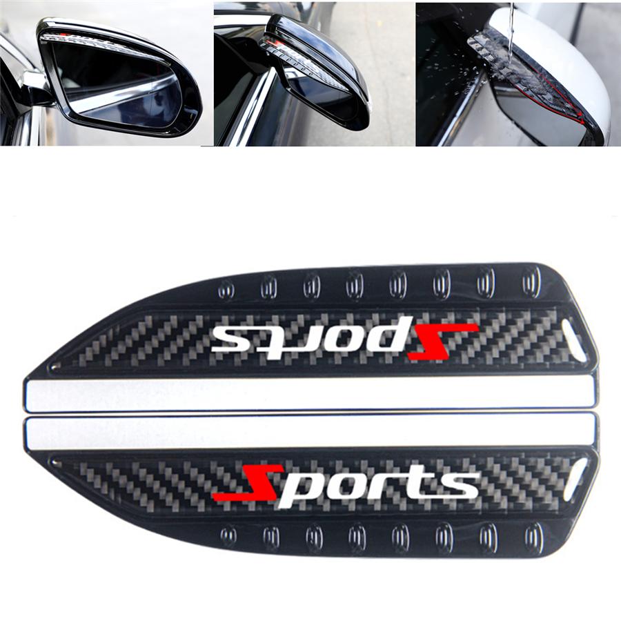

Real Carbon Fiber Car Rear View Side Mirror Rain Board Eyebrow Guard Sun Visor