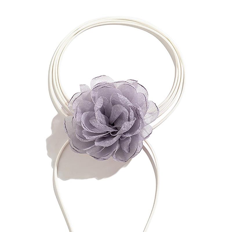 Fluffy Fabric Lace Flower Choker Necklace For Women Trendy Elegant Long Lace-Up Rope Chains On Collar Jewelry