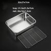 Deep Square Plate Basin with Rack Pallet Stainless Steel Bbq Fast Food Plate with Grid Mesh Dessert Dinner Set Restaurant Trays
