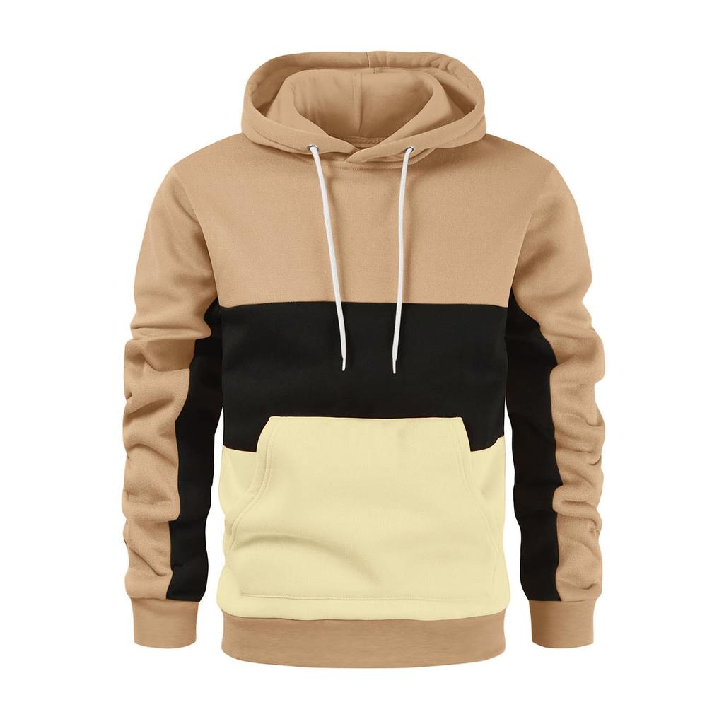 Men's Colorblock Autumn/Winter Long Sleeve Hoodie Hoodie Top Sweater Hooded Jacket
