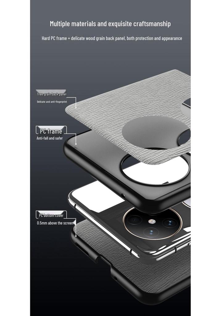Huawei Pocket 2 P50 Pocket S Foldable Phone Case - Business Full Coverage Bark Texture Protective Cover.