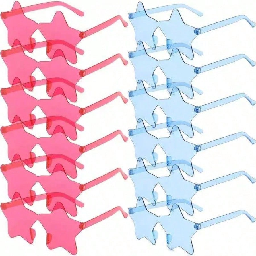 Star-Shaped Candy Color Frameless Funny Star Glasses, Unisex, Party Gifts, Women's Star Glasses, Fashionable Star Glasses