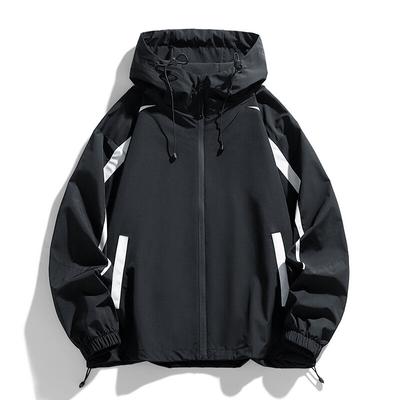Outdoor Kapuzen-Freizeitjacken Herren Frühling Herbst Winddichte Jacke Uni Locker Paar Cargo Oberbekleidung Mode Sport Streetwear