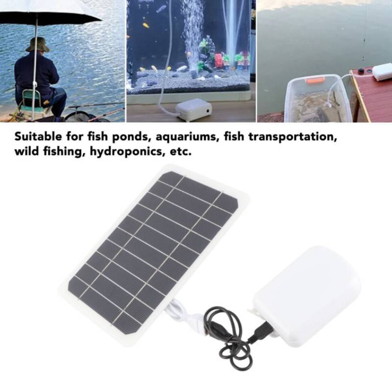 Solar Powered Aerator Pump With Rechargeable Battery For Fish Tanks And Outdoor Fishing
