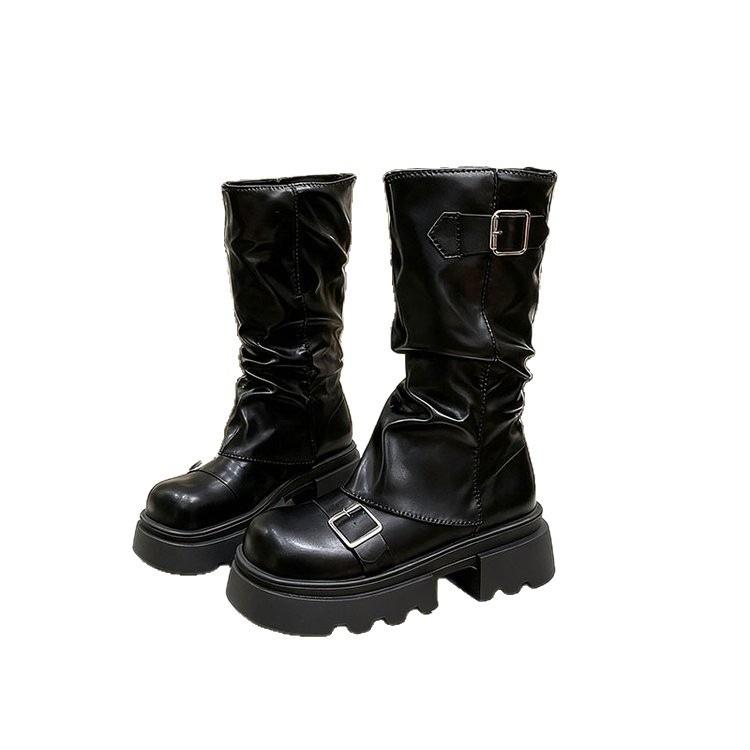 Premium British style short boots women's 2025 autumn new small thick-soled elastic pants tube thin boots popular