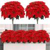 5 Heads Bunch Artificial Poinsettia Bouquet Red Poinsettia Artificial Flowers Christmas Decoration Realistic Potted Ornaments