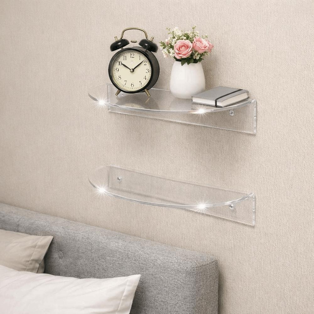 Minimalist Acrylic Floating Shelf Wall Mounted Transparent Wall Shelves  Book