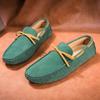 Damen Komfort Flats Casual Slip on Herren Mokassins Loafer Fahrschuhe Unisex Übergröße Wildlederschuhe Grün