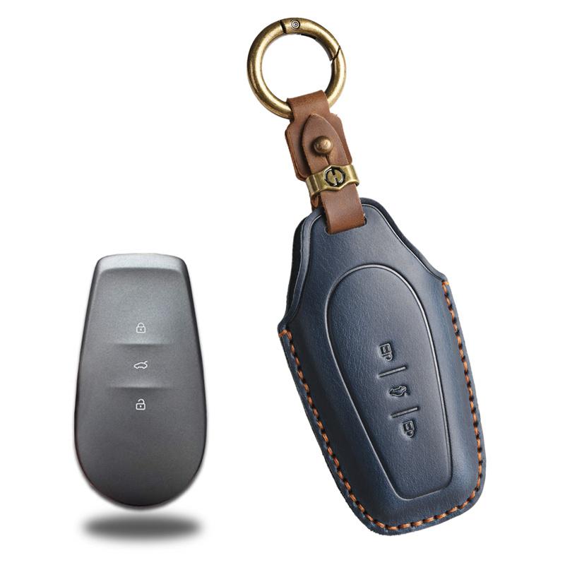 Styling Mouldings Leather Car Key Case for Nissan N7 2025 N7pro N7max Remote Protection Cover Bag Shell Keychain Housing Holder