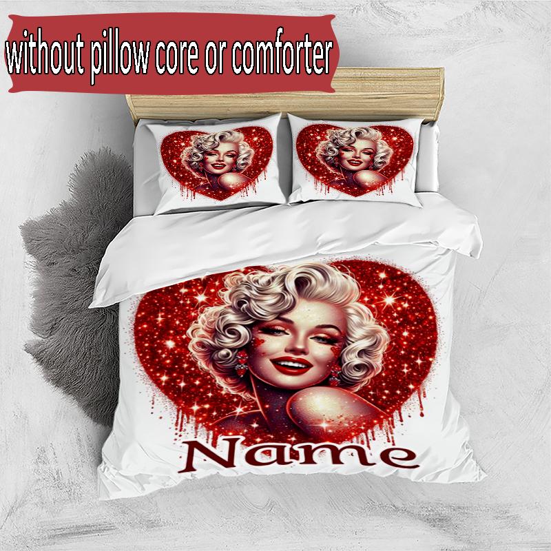 3pcs Duvet Cover Set (1*Duvet Cover + 2*Pillowcase, Without Core), Custom Name Singer Pattern Bedding Set, Home Bedroom Decor Gift