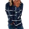 Women's Fashion Casual Stripe Print Hooded Long Sleeve Loose T Shirt Tops