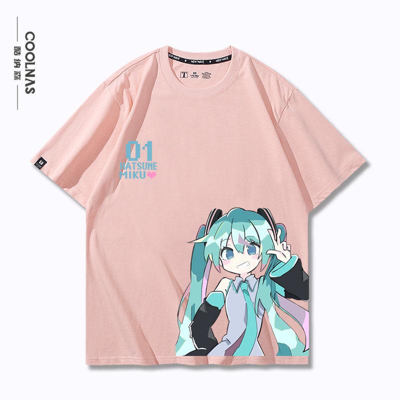 Hatsune Miku Miku Animation Anime Cartoon Around Pure Cotton Printed TShirt New Unisexs and Unisexs Loose Casual TShirt