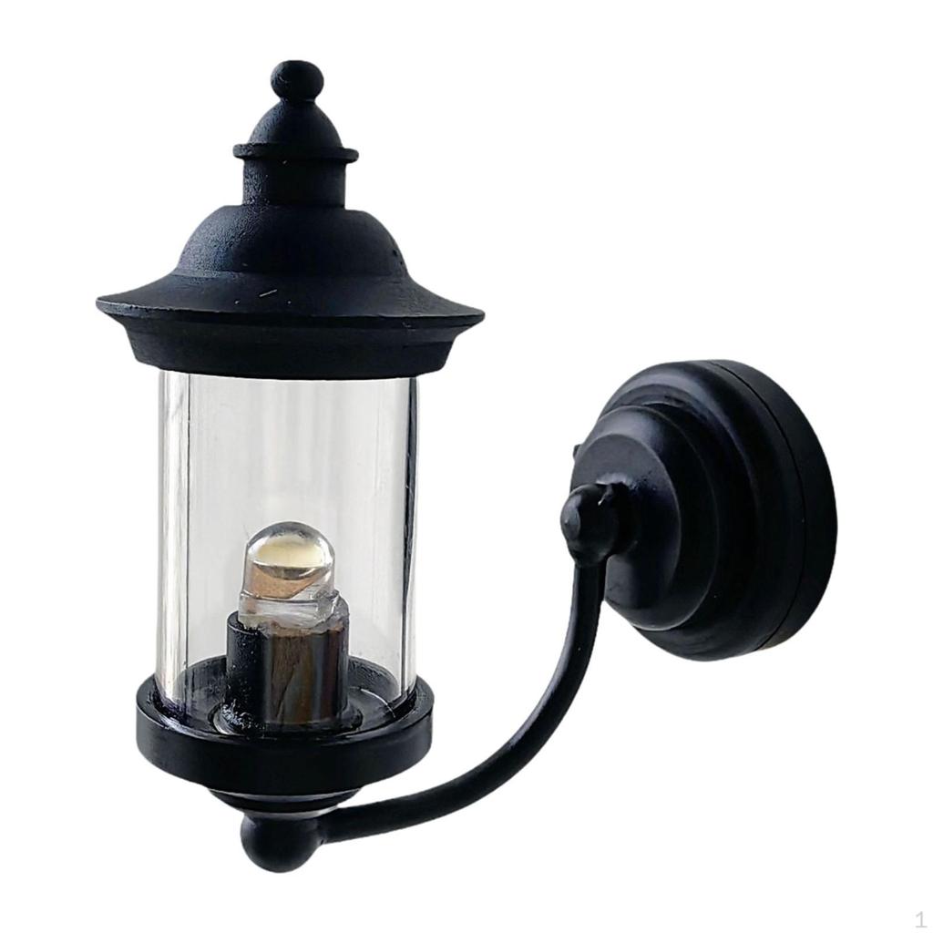 1/6 1/12 Puppenhaus Wandlampe Miniaturmodell Schwarz Zubehör für Szenendekor Feine Verarbeitung