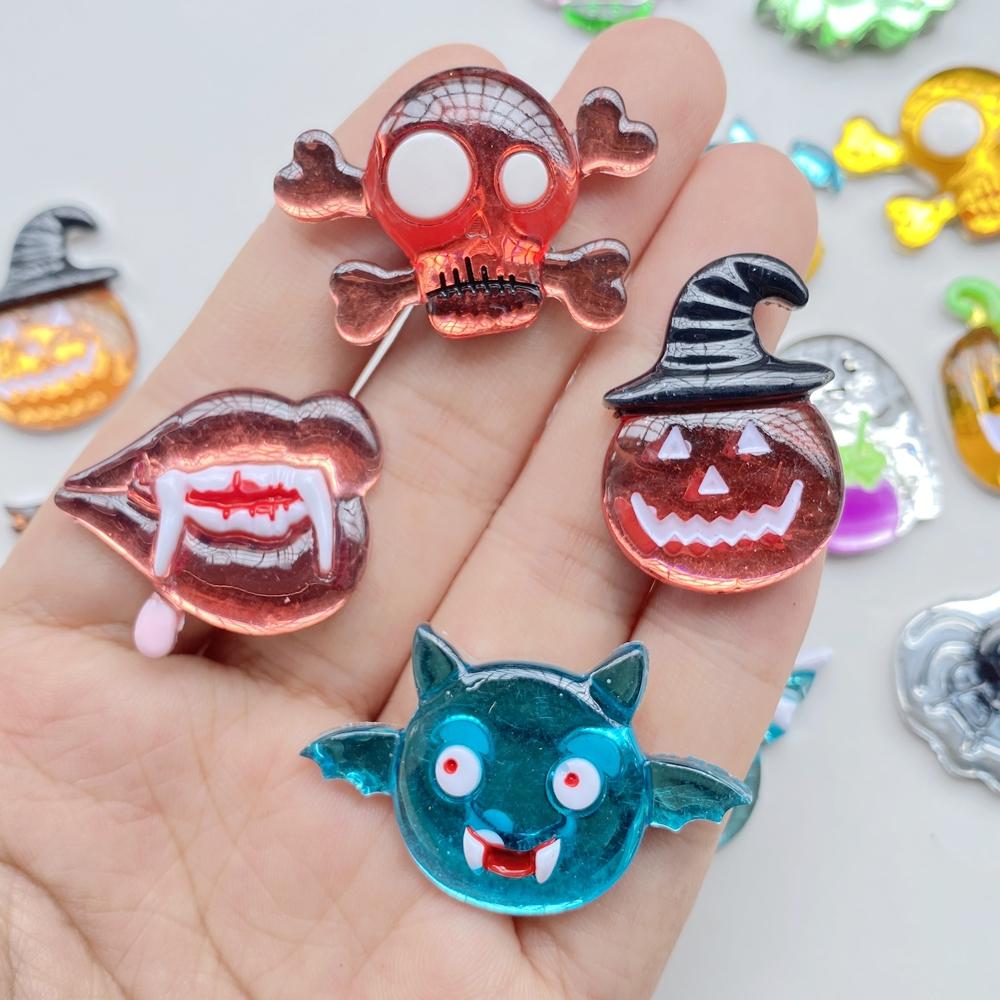 7PCS New Resin Cute Cartoon Halloween Series Flat Back Home Decor DIY Scrapbook Crafts Jewelry Accessories