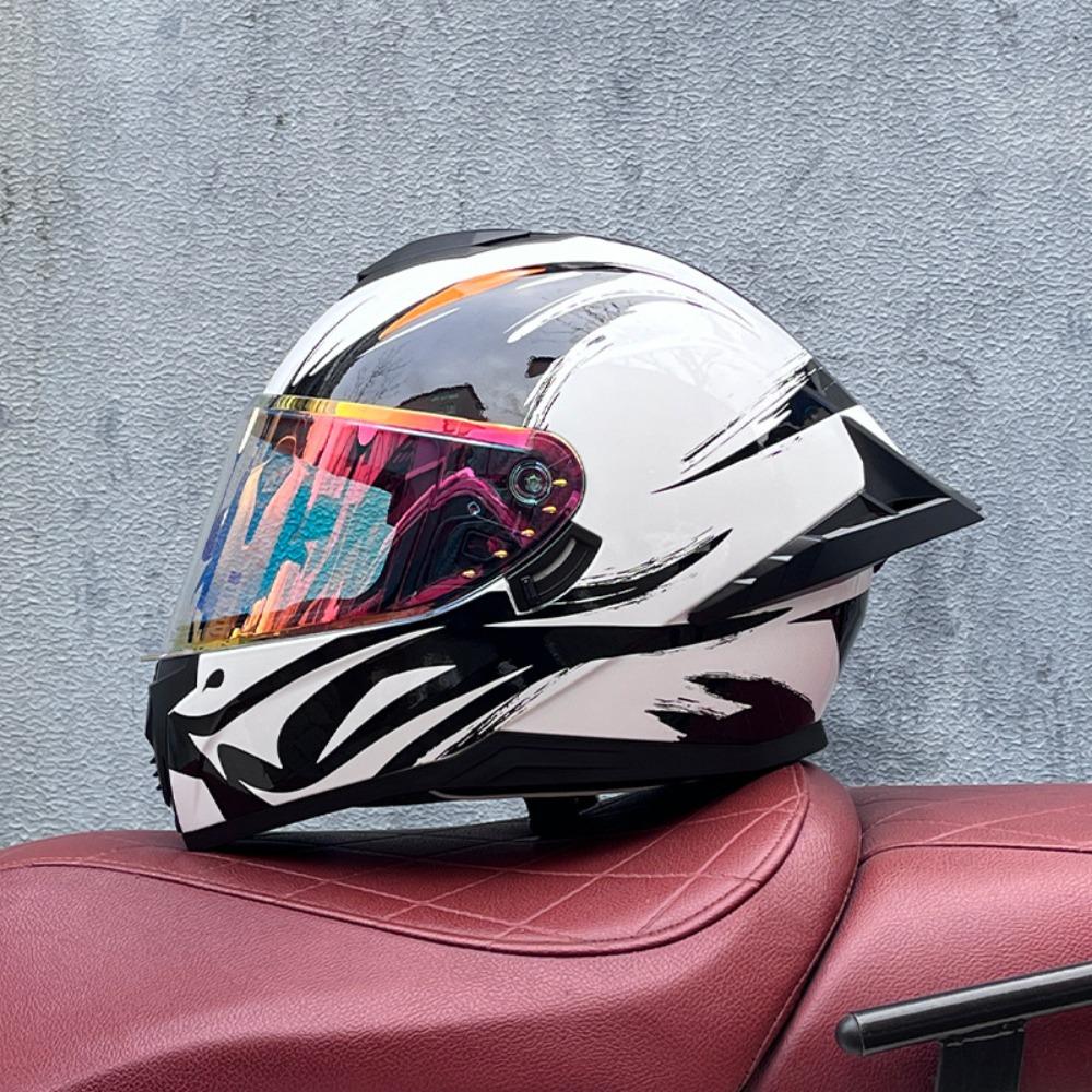 DOT Full Helmet Double Mirror Helmet Men's Four-season Universal Hard Hat Female Knight Locomotive Double Lens