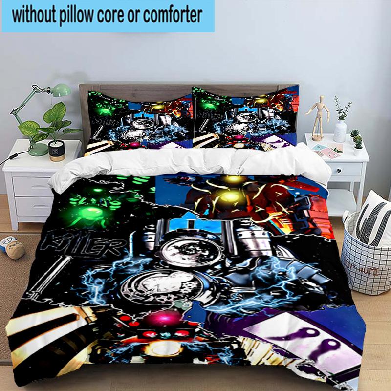 3PCS Robot Invasion Alert 3pcs Bedding,Including 3PCS Duvet Cover And 2pcs Pillowcases Perfect for Christmas,Ideal for Bedroom, Dormitory