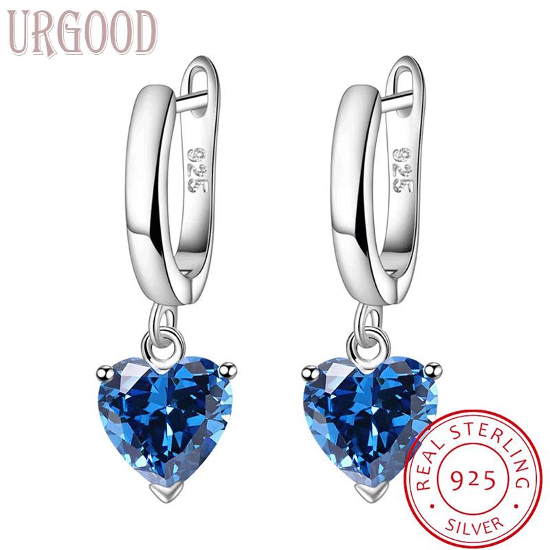 925 Sterling Silver Women s Drop Earrings Natural Red Crystal Peridot Blue Topaz Gemstone Jewelry
