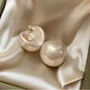 Simple Temperament Large Round Baroque Pearl Earrings for Women Bride Engagement Wedding Fashion Statement Earrings Jewelry Gift