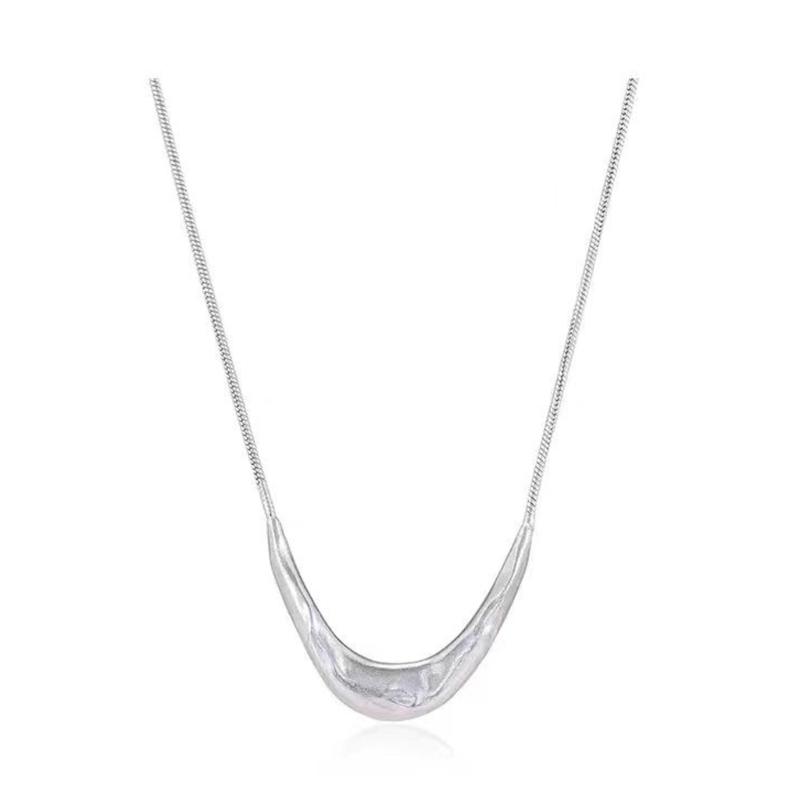 

Solid U Shaped Happy Pendant Necklace Copper Collarbone Chain Feature 60cm Adjustable Chain For Women 1