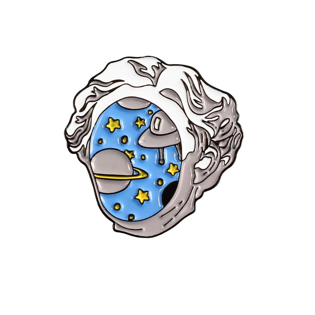Starry Sky Character Alloy Brooch - Trendy Fashion Accessory Badge