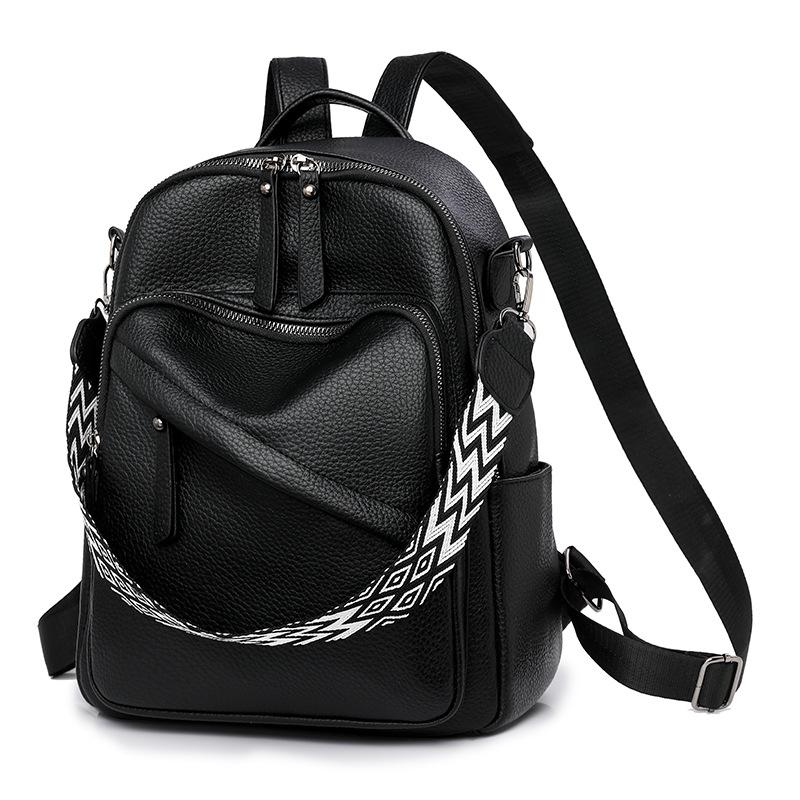 2025 new retro versatile backpack women's soft leather college student premium texture travel backpack shoulder bag