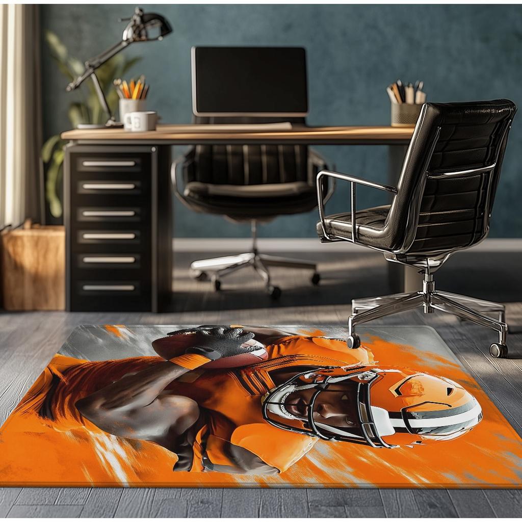 Football player action crystal velvet rug sports fan carpet American football theme bedroom decor dynamic design floor mat