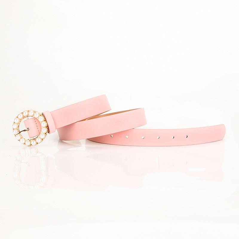 Elegant Ladies Belt With Pearl Buckle For Office And Casual Wear