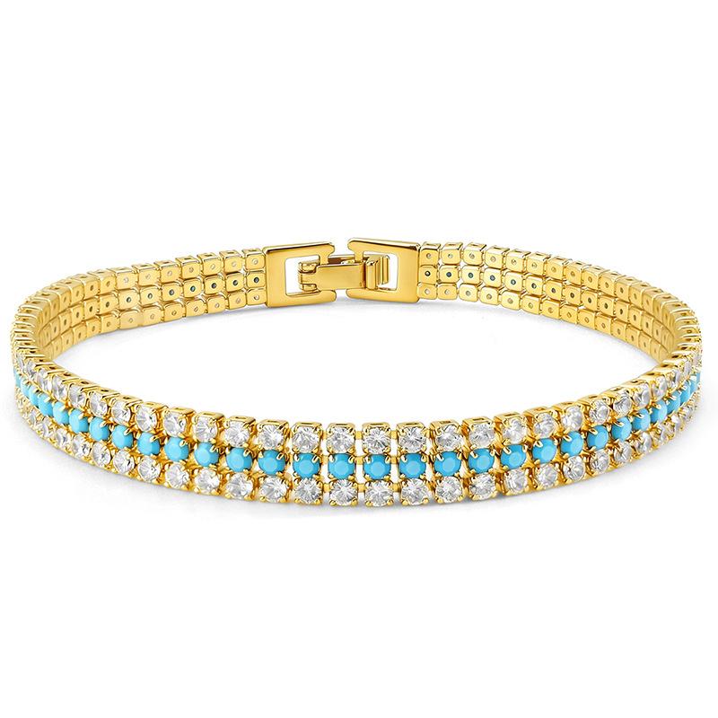 

Hot Sale Three Rows Stone Bracelet Fashion Design Zircon Tennis Bracelet Bracelet