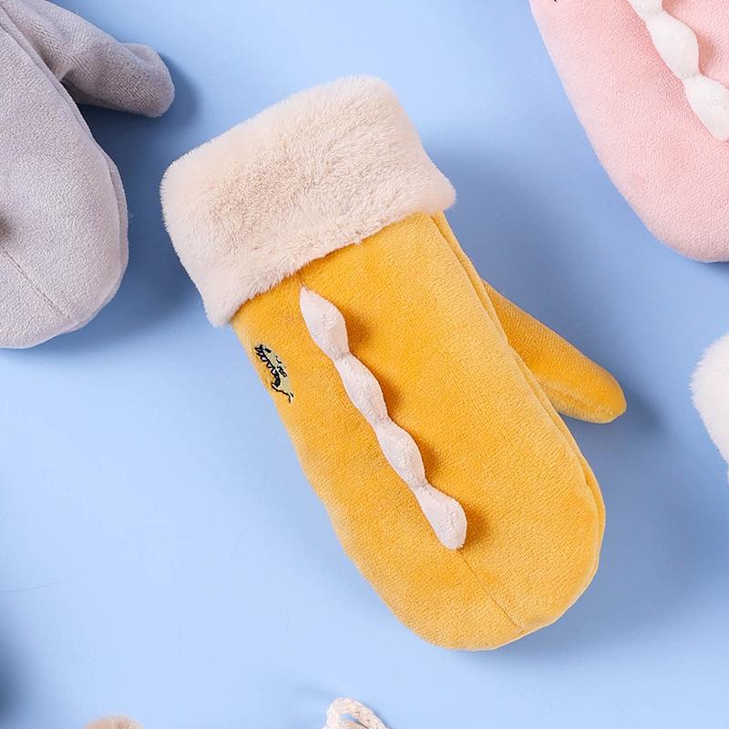 Warme Dinosaurier-Kinderhandschuhe, Wildleder-Cartoon-Kinderhandschuhe Großhandel, verdickte Fleece-Fäustlinge