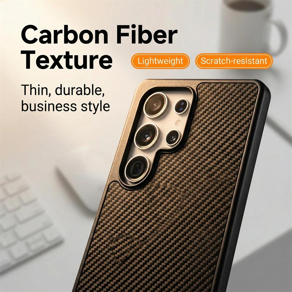 High End Business Sle Carbon Fiber Magnetic Case for Samsung Galaxy S26Ultra S25 S24 FE S23 Plus Edge Wireless Charge Cover