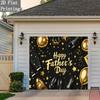 Stylish Father's Day Backdrop, Sleek Black and Gold Design with Men's Fashion Details, Festive Masculine Party Wall Decor
