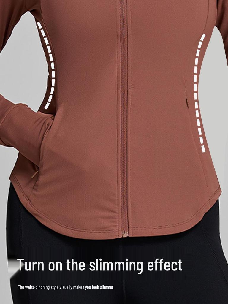 2025 Women's Long Sleeve Fitness Jacket for Spring & Autumn - Stand Collar Yoga & Running Sportswear