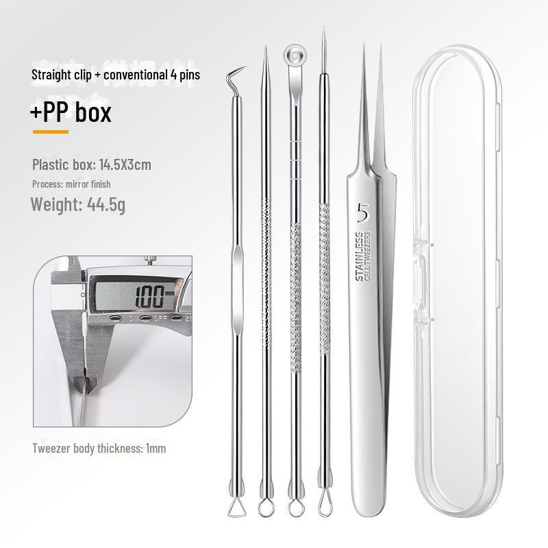 Stainless Steel Acne Needle & Blackhead Tweezers Set