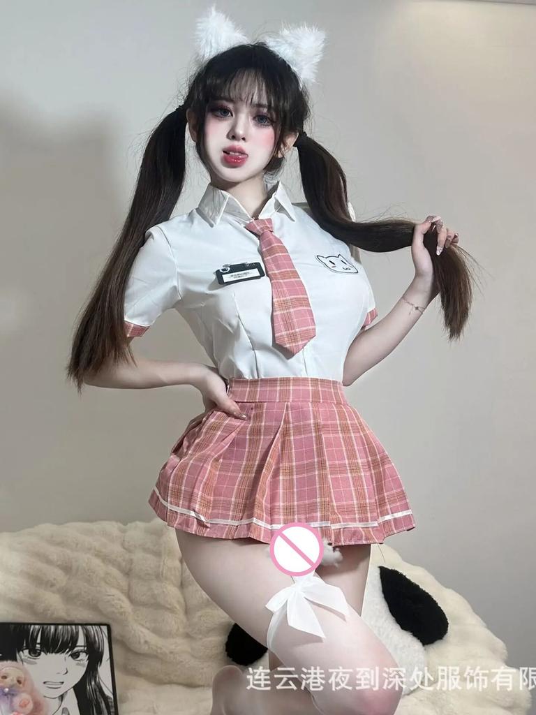 Fashion Sweet Mini Skirts Set Sexy Student Jk Uniform Checkered Short Skirt Role-Playing Hot Clothing Tempting  New Vbb1