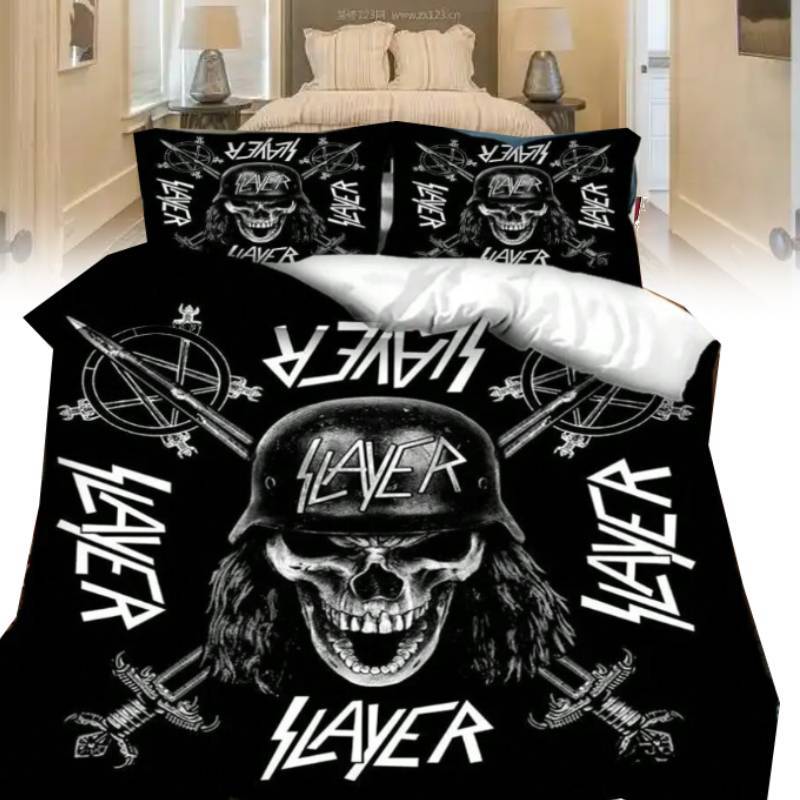 Metal Slayer Heavy Band Music Comforter Print Bedding Three Piece Bedroom Set