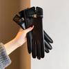 Women's Fingerless Faux Leather Winter Gloves - Thick Velvet Lining, Cold-Proof for Cycling & Driving