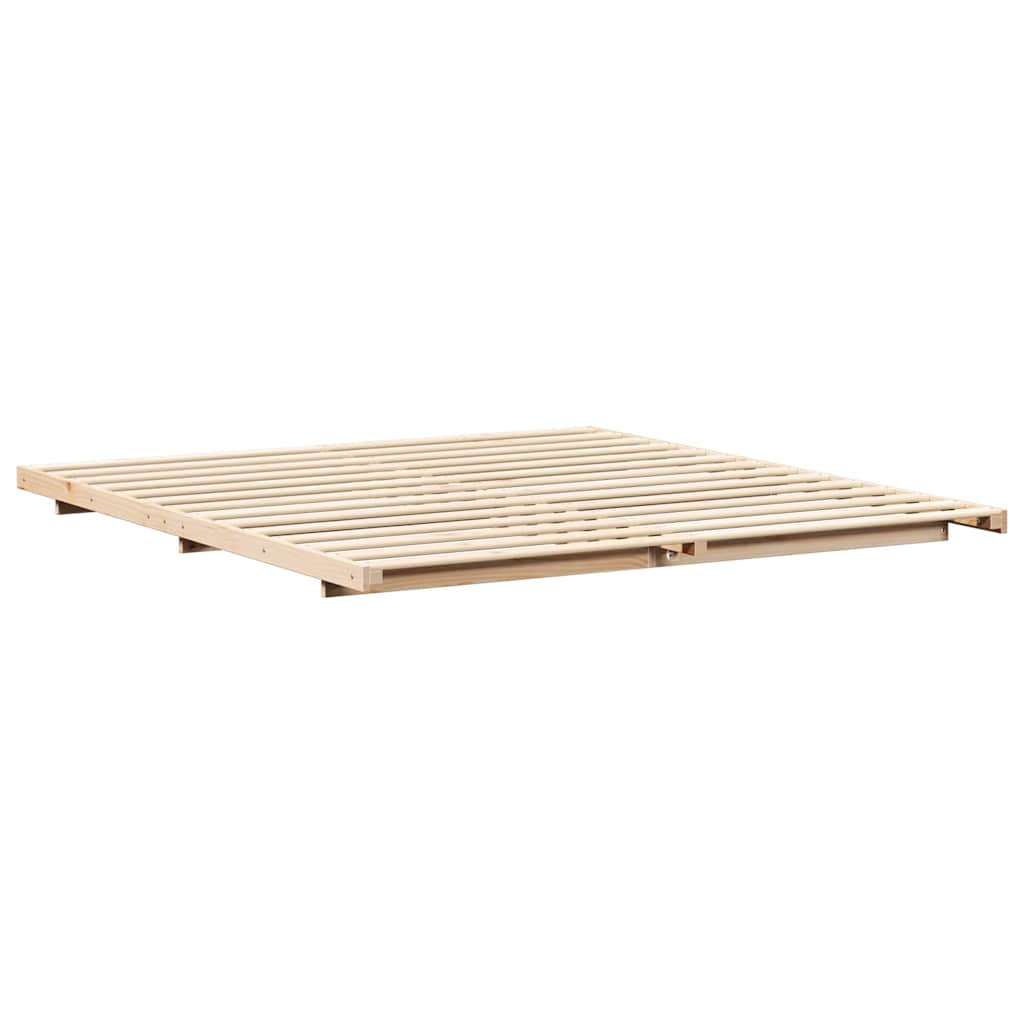 Brown Bed Frame 180 x 220 cm Solid Pine Wood