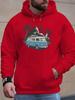 Stylish Kids Hip Hop Sports Hooded Sweatshirt, Retro Bus Island Scene Graphic, Loose Drawstring Pullover For Boys Street Wear