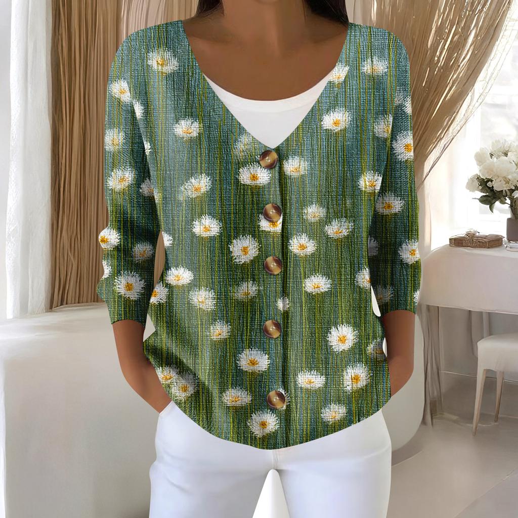 Damenmode Langarm Weihnachten Schneemann Schneeflocke Druck Jacke Strickjacke