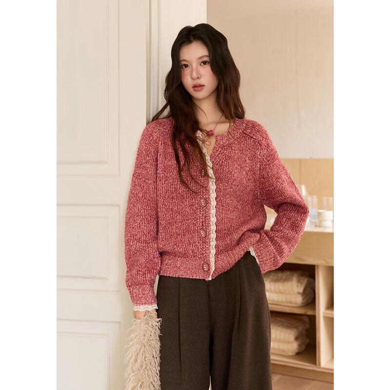Women's Lace Trim V-Neck Knit Cardigan