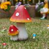 Mushroom Ornament, Fairy Gardening Figurine - Outdoor Decor Mushroom Garden Ornament Figurine, Gnome Favorite Outdoor Decoration, Mushroom Statue (Red