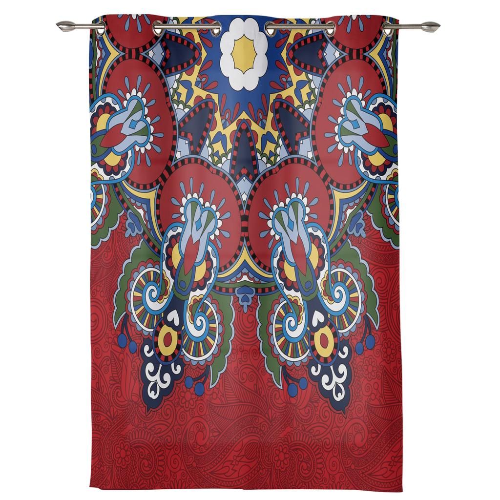 Red Oriental Ethnic Flowers Retro Curtains Bedroom Living Room Drapes Kitchen Children Window Curtain Home Decor Made Of Polyester Sitting Treatment