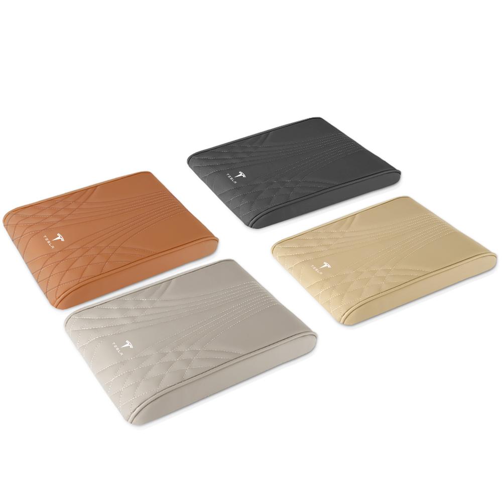 Car Leather Armrest Box Height Pad Center Console Cover For Tesla Model 3 Y S X Roadster Cybertruck Juguete SpaceX Accessories