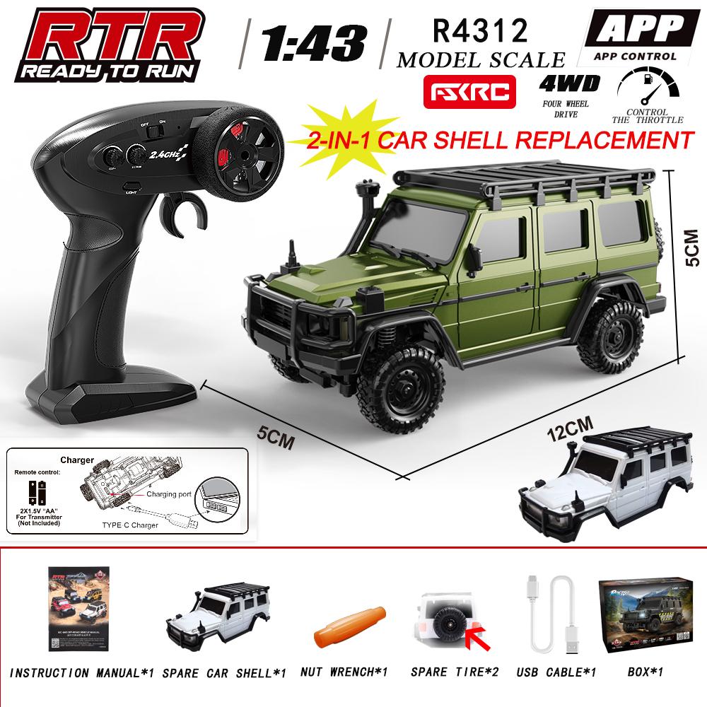 

HB 1/43 scale Remote control 2.4G full scale simulation 4WD Crawler climbing off-road vehicle APP control RC boy children s toy