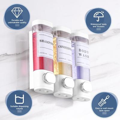 Wall Mounted Shampoo Dispenser 2*300ml/3*300ml No Drill Shower Soap Dispenser White Transparent Conditioner Dispenser