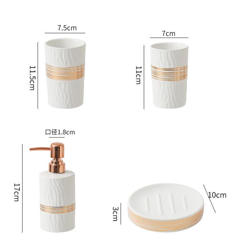 Exquisite Ceramic Lotion Bottle Soap Dish Mouthwash Cup Bathroom Set Household Large Capacity Shampoo Water Bottle Mouthwash Cup