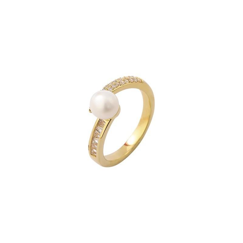 And Sophisticated Eyecatching Pearl Zircon Open Ring Perfect For Occasion Any