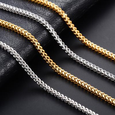 3mm Gold/Copper Color Mens Braided Necklace Chain Stainless Steel for Women Men Choker High Quality Metal Jewelry Accessory Gift