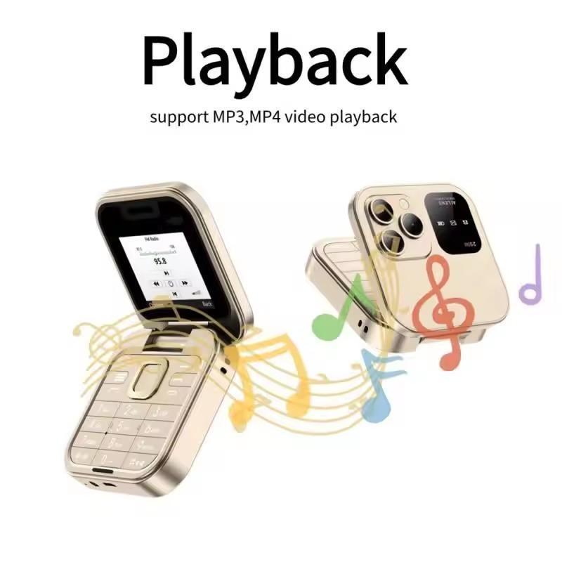 2025 I16 PRO MAX 4G Mini Fold Mobile Phone 2 SIM Card Speed Dial Video Player Magic Voice Blacklist Small Flip Cellphone Type-C