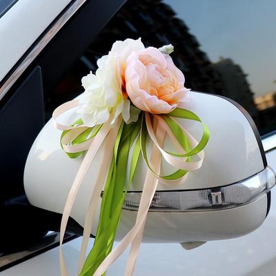 2pcs Wedding Car Decoration Flower Door Handles Rearview Mirror Wedding Handle Decorate
